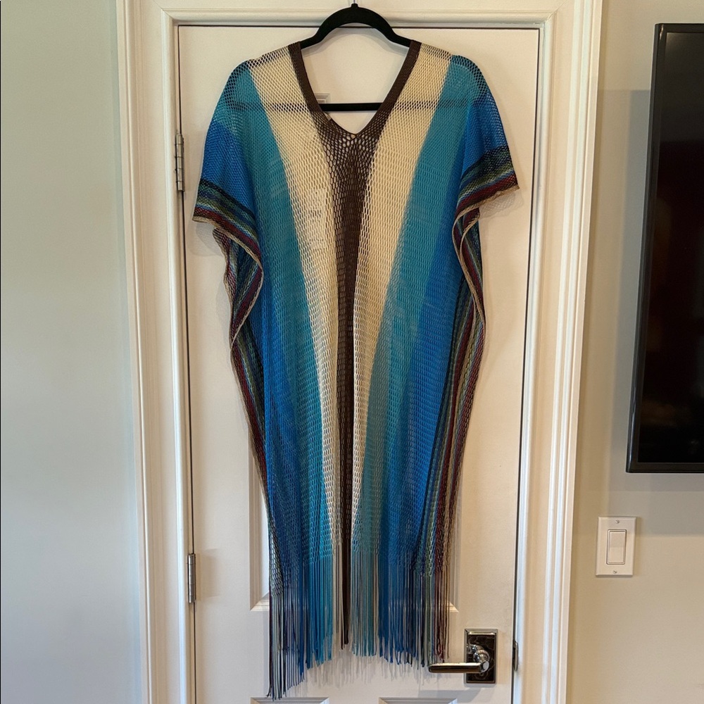 Pilyq Dakota - Madagascar Knit Fringe Poncho - Size M/L